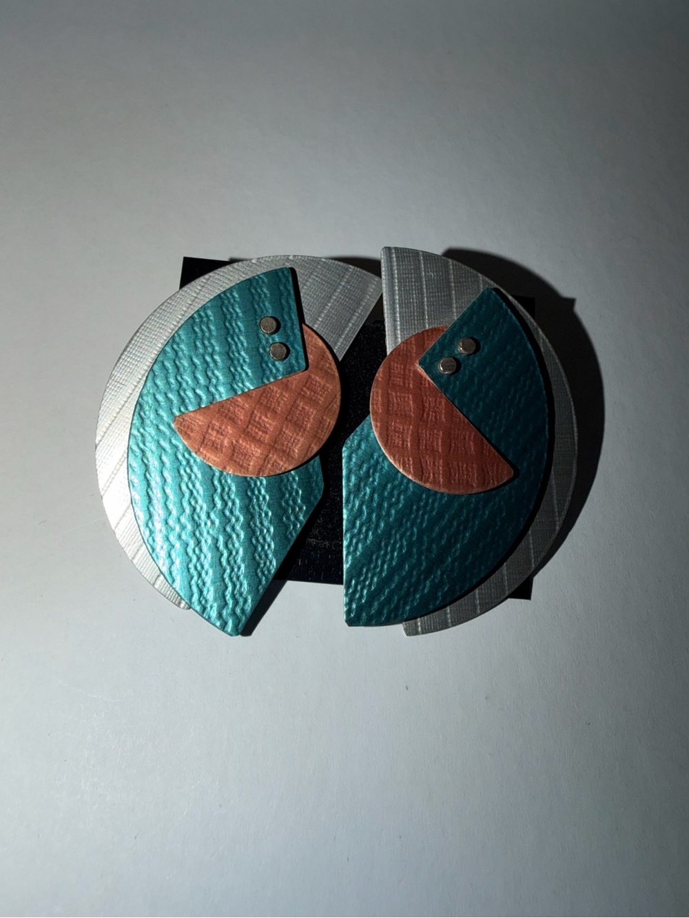 HSU Studios Ionized Aluminum Textured Metal Postmodernism Pierced Earrings